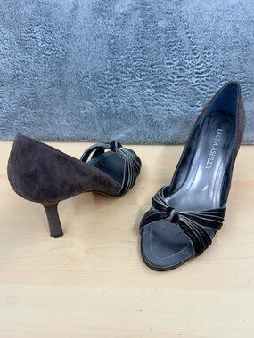 Vintage Laura Ashley Chocolate Brown Suede & Velvet Knot Pump Heels